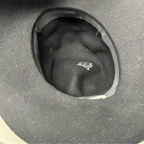 Vintage Glenover Black Wool Leather Trim Womens Hat Boho - Picture 5 of 7